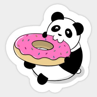 Cute Panda Eating A Donut Sticker